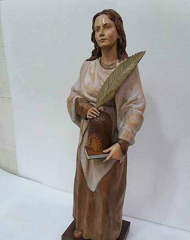 Imagen de Santa Olaya que presidirá el presbiterio del templo. 