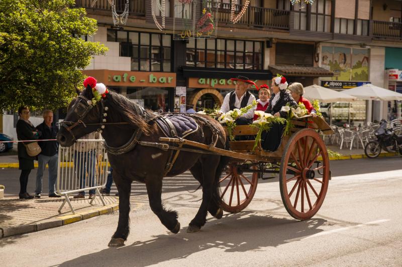 Infiesto ha vivido hoy uno de los días más especiales de su Feria de Abril con un desfile y una misa en el Santuario de la Virgen de la Cueva. Los vestidos de sevillana y los trajes de corto han puesto colores a una jornada en la que los caballos también han sido protagonistas. 