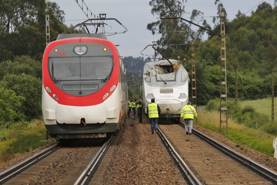 Las ramas entraron en la cabina e hirieron al conductor del tren, que cubría la ruta Madrid-Gijón y transportaba a 97 personas