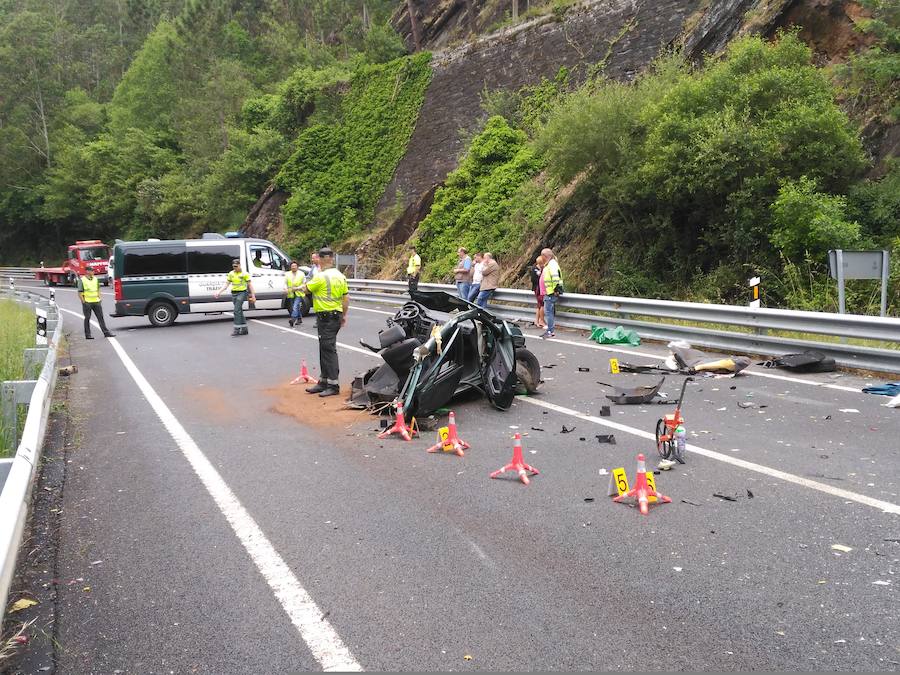 El suceso se produjo en la N-640 al colisionar un turismo con un camión. 