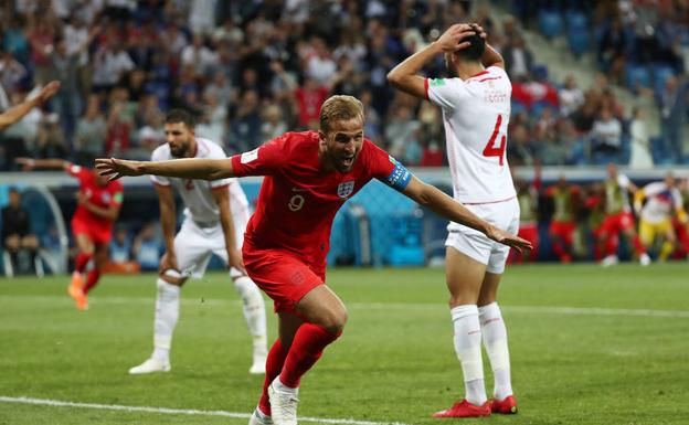 Kane celebra el tanto de la victoria inglesa.