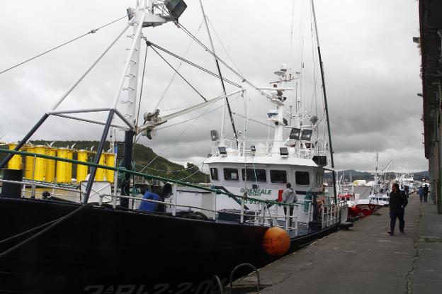 El 'Goienkale', de Bermeo, se preparaba ayer para volver a hacerse a la mar después de desembarcar unos 5.000 kilos de bonito. 