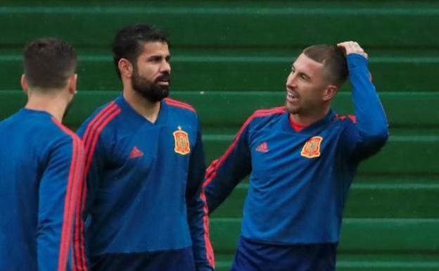 Costa y Ramos durante un entrenamiento.
