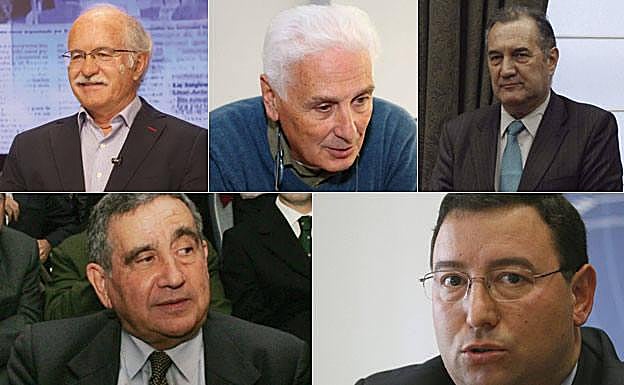 De izquierda a derecha y desde arriba hacia abajo, Fernando Menéndez Rexach, José Luis Díaz Rato, Mario Navas Gutiérrez, Fernando Palao y José María Alcoba. 