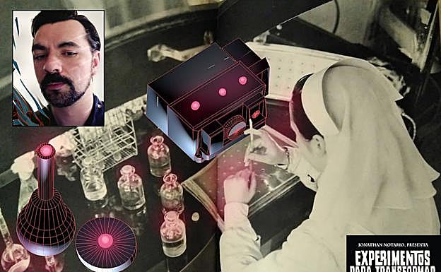 Experimentos para transformar la fe en energía. De Jonathan Notario (en el recuadro). Viaja a la España franquista analizando las relaciones humanas con la tecnología, el juego, la política, ficción y realidad. Niemeyer. 