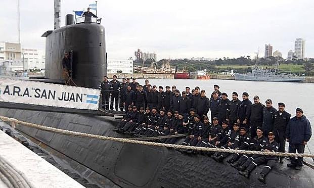 Última foto de la tripulación del submarino argentino