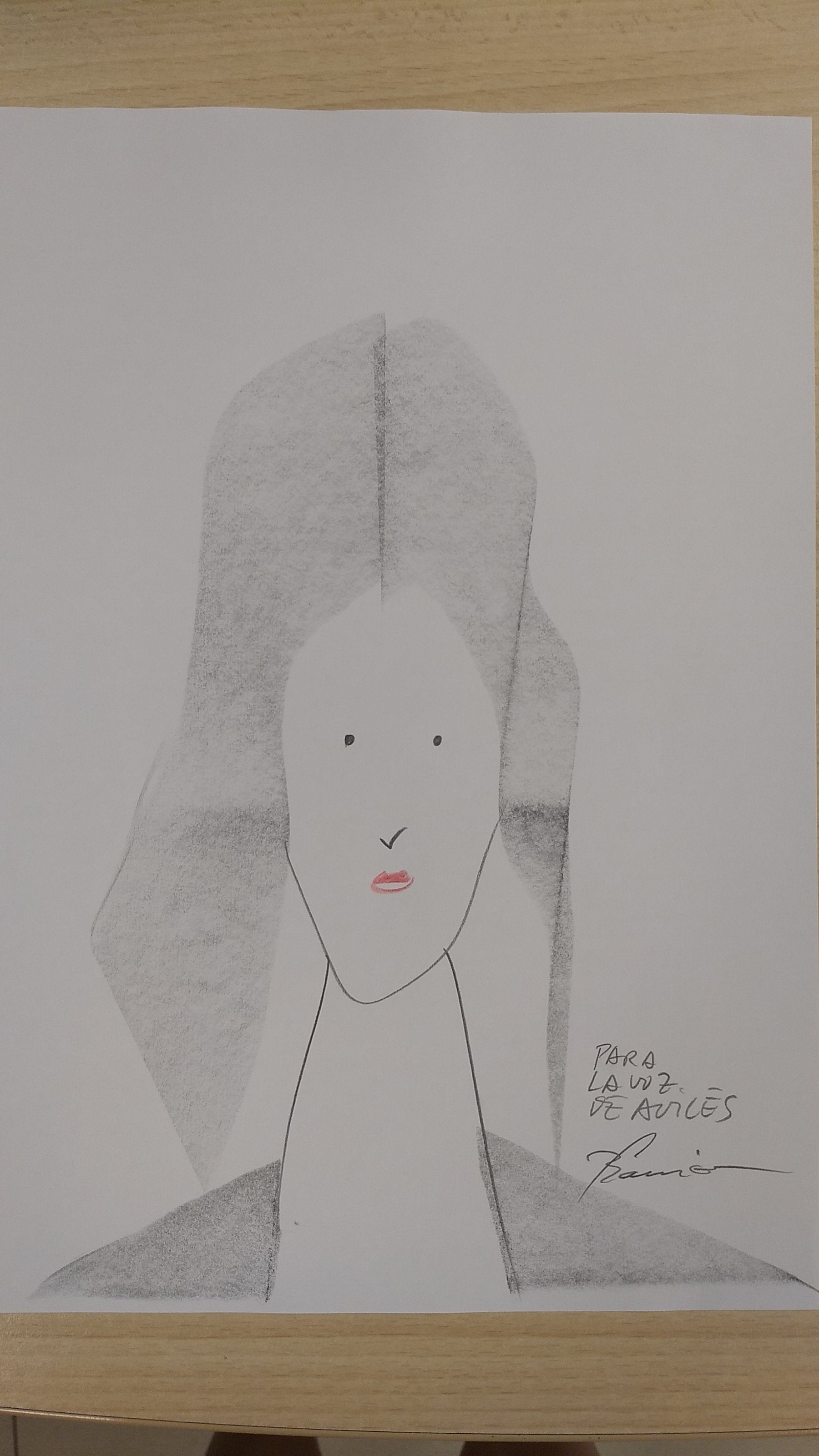 Dibujo de Del Barrio dedicado a LA VOZ DE AVILÉS