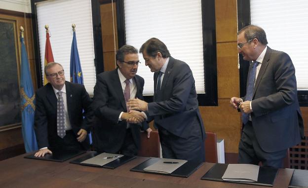 Francisco del Busto, José Arnau, Javier Fernández y José Ramón Riera.