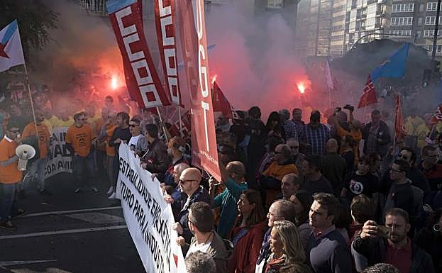 Manifestación de Alcoa en La Coruña. 