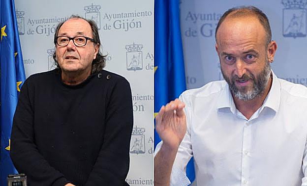 Mario Suárez, en la sala de prensa; a la derecha, David Alonso, el pasado viernes.