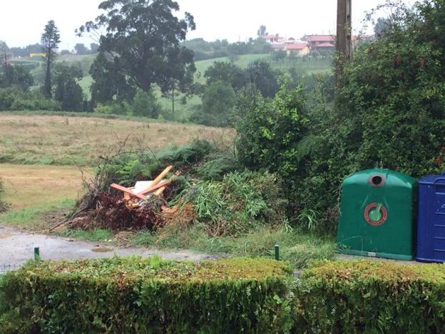 Restos de basura, junto a los contenedores de La Corolla. 