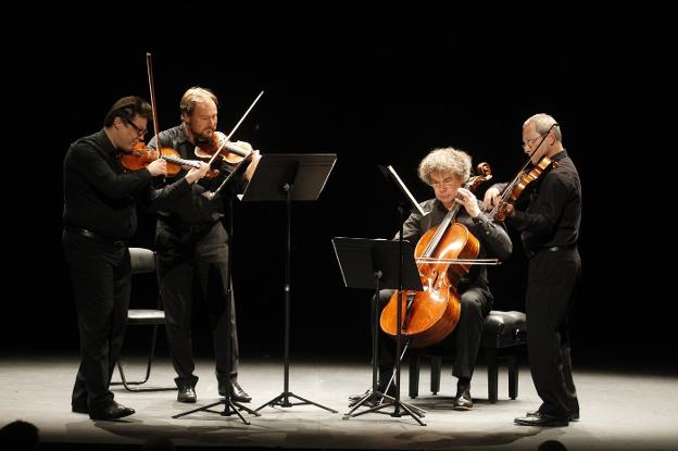 El cuarteto de Leipzig, durante su concierto en el Teatro Jovellanos. 