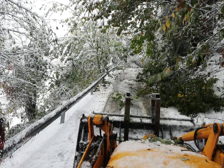 El temporal se ha recrudecido y además de complicar la comunicación con la Meseta, ha ocasionado numerosas incidencias. La nieve ha cubierto muchos puntos de la región dejando estampas totalmente invernales