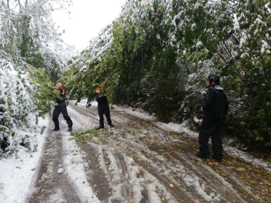 El temporal se ha recrudecido y además de complicar la comunicación con la Meseta, ha ocasionado numerosas incidencias. La nieve ha cubierto muchos puntos de la región dejando estampas totalmente invernales