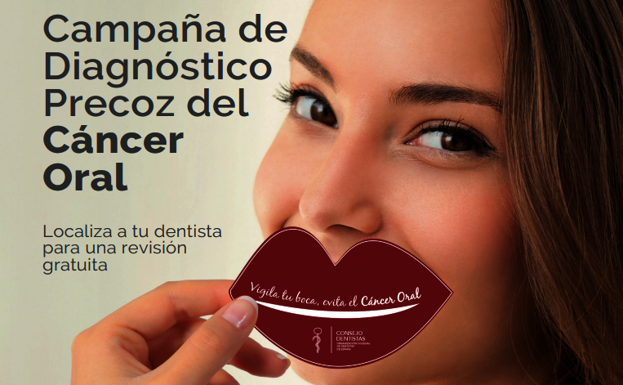 Póster de la campaña contra el cáncer oral lanzada por el Consejo General de Dentistas de España y otros colaboradores.