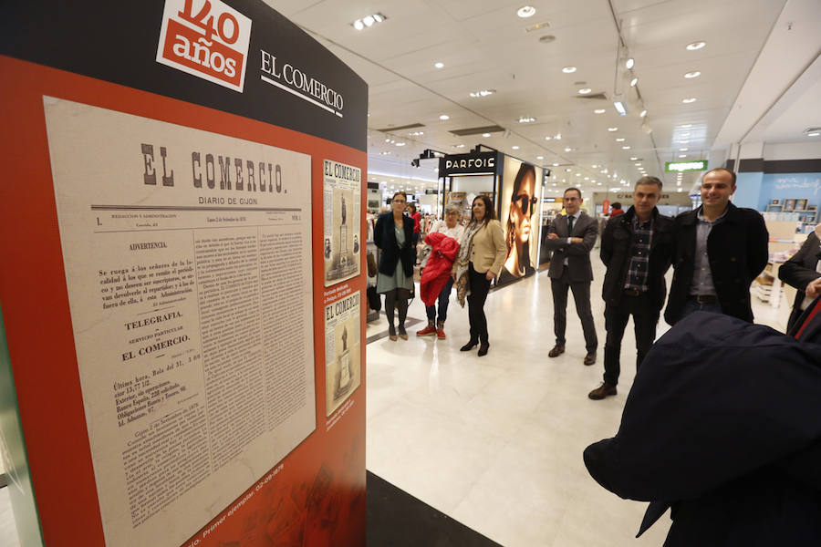 El Corte Inglés inaugura una exposición con portadas de EL COMERCIO para conmemorar su 140 aniversario. Se podrá visitar en la planta baja del centro comercial hasta el próximo 16 de noviembre