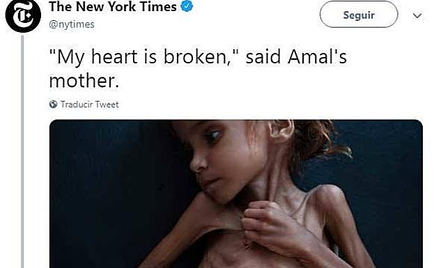 Tuit publicado ayer por The New York Times para confirmar el fallecimiento de la pequeña 