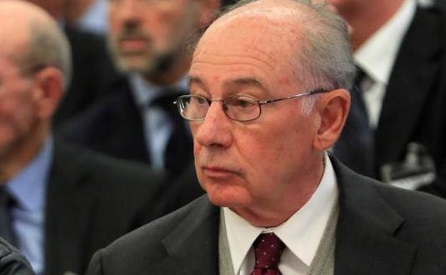 El expresidente de Bankia Rodrigo Rato durante la primera sesión del juicio por la salida a Bolsa de la entidad en 2011 que se celebra en la Audiencia Nacional de San Fernando de Henares.