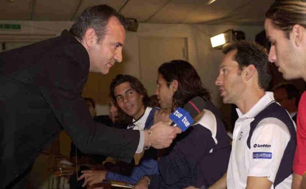 Jordi Arrese, entrevistado, en un imagen de archivo, junto a Nadal (i), Verdasco y Feliciano. 