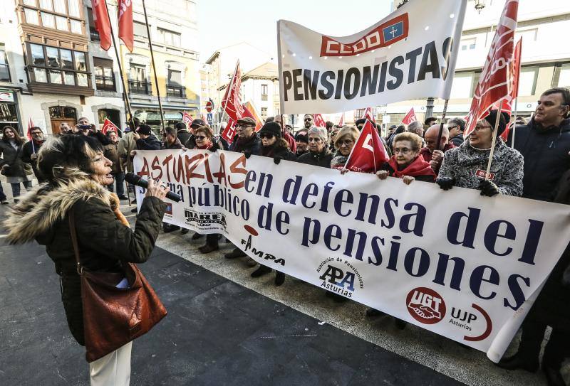 CC OO, UGT y FAMPA convocaron en Siero una nueva protesta en defensa del sistema público de pensiones.