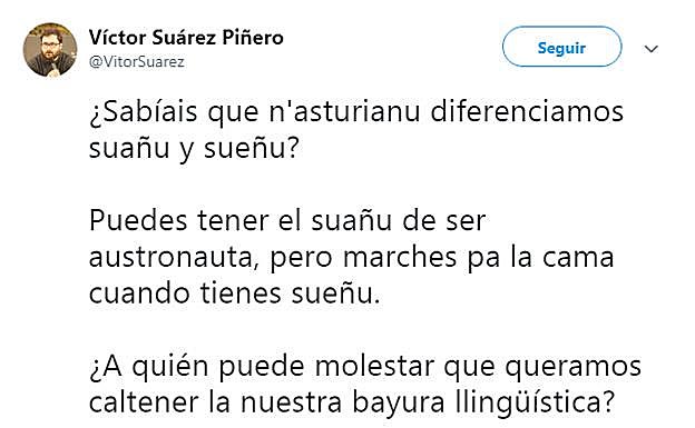 El 'tuit' en asturiano que llama la atención más allá de Pajares