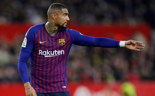 Kevin Prince Boateng, durante su debut como culé en el Pizjuán.