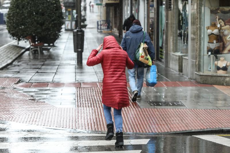 La ventosa jornada ha dejado papeleras y carteles caídos y un carretera cortada por un árbol en Naveces