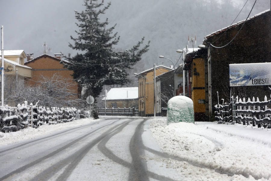 Las consencuencias de la borrasca 'Helena' en Asturias ha provocado una copiosa nevada en Pajares que unos han aprovechado para fotografiar y disfrutar pero otros han sufrido al volante