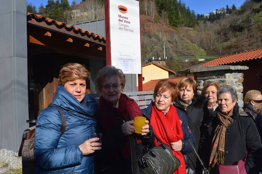 El barrio bodeguero cangués, que este año celebra su milenario, cata los primeros caldos de la cosecha en las fiestas de Santiso, que abren el calendario festivo de Cangas del Narcea con el vino como protagonista. 