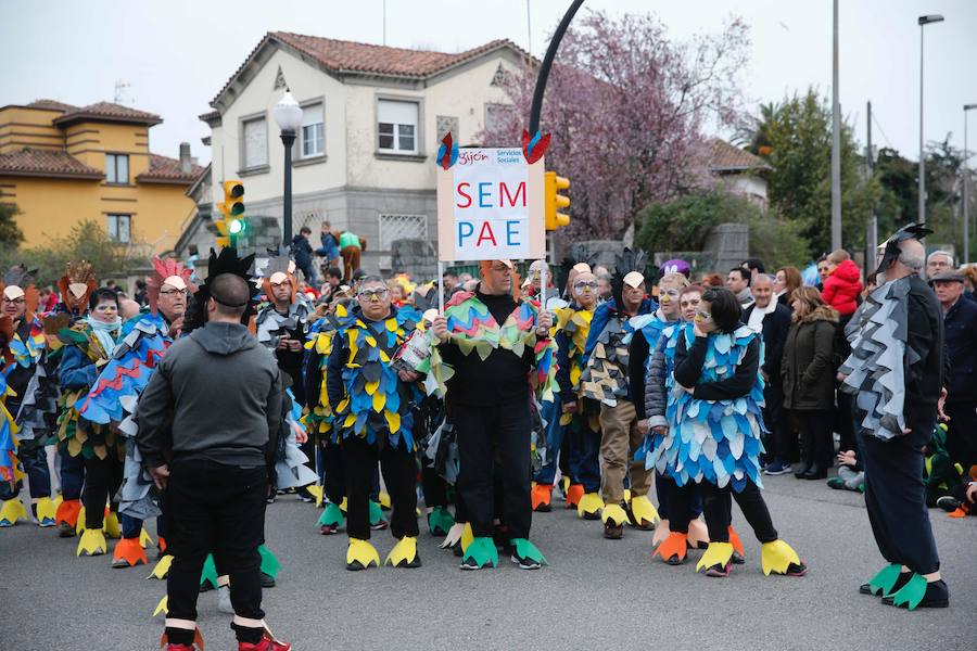 El desfile de carrozas y charangas llenan de color las calles de la ciudad.