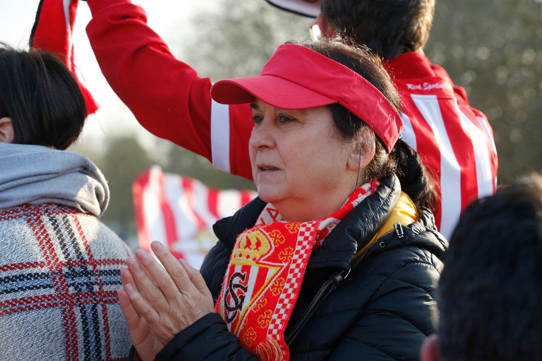 Los sportinguistas, animados antes del partido más esperado.