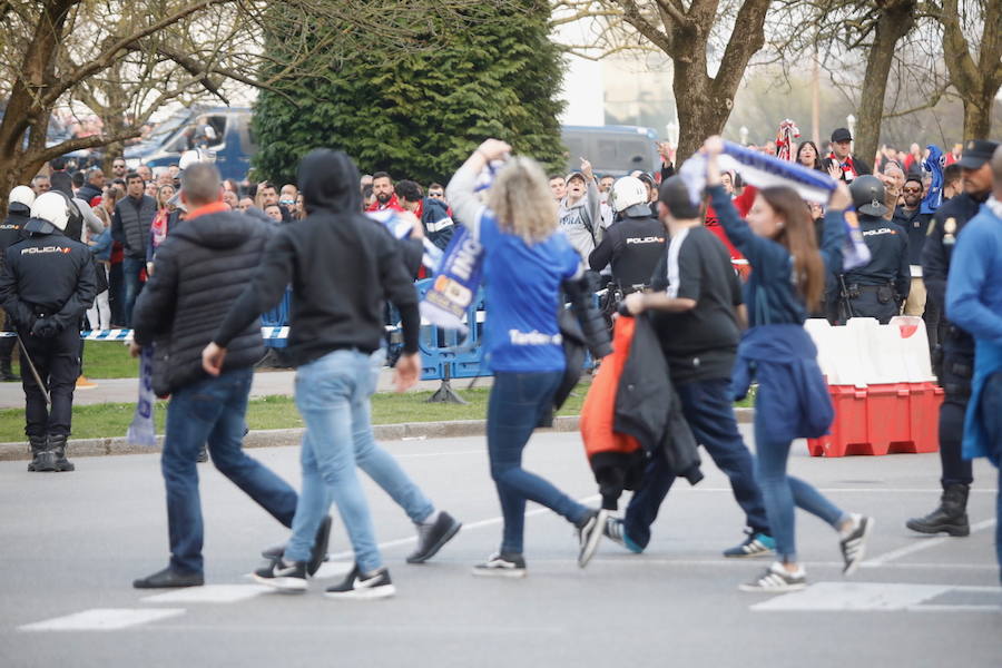 Los sportinguistas, animados antes del partido más esperado.