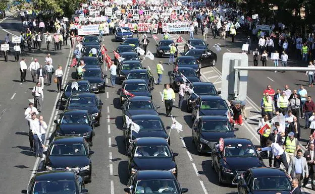 Manifestación de los conductores de VTC el pasado mes de septiembre, en Madrid.