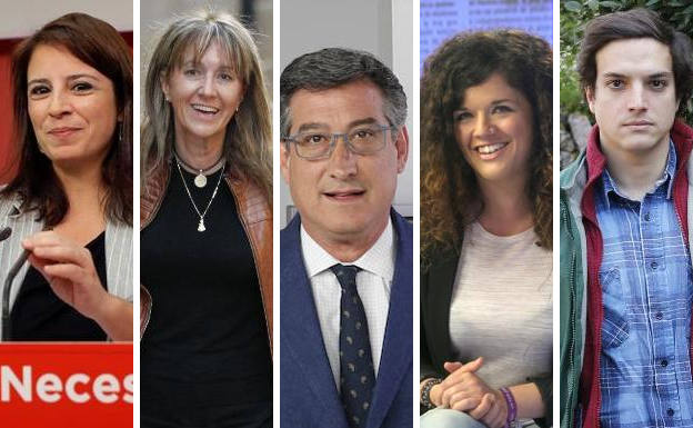 De izquierda a derecha; Adriana Lastra, candidata socialista, Paloma Gázquez, candidata del PP, Ignacio Prendes, candidato de Ciudadanos, Sofía Castañón, candidata de Podemos y José María Figaredo, candidato de Vox