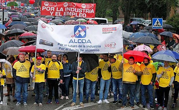 Manifestación de los trabajadores de Alcoa del 1 de mayo. 