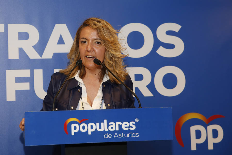 La candidata del PP a la Presidencia, Teresa Mallada, estuvo acompaña de la presidenta del partido en la región, Mercedes Fernández y del candidato a la alcaldía de Gijón, Alberto López-Asenjo.