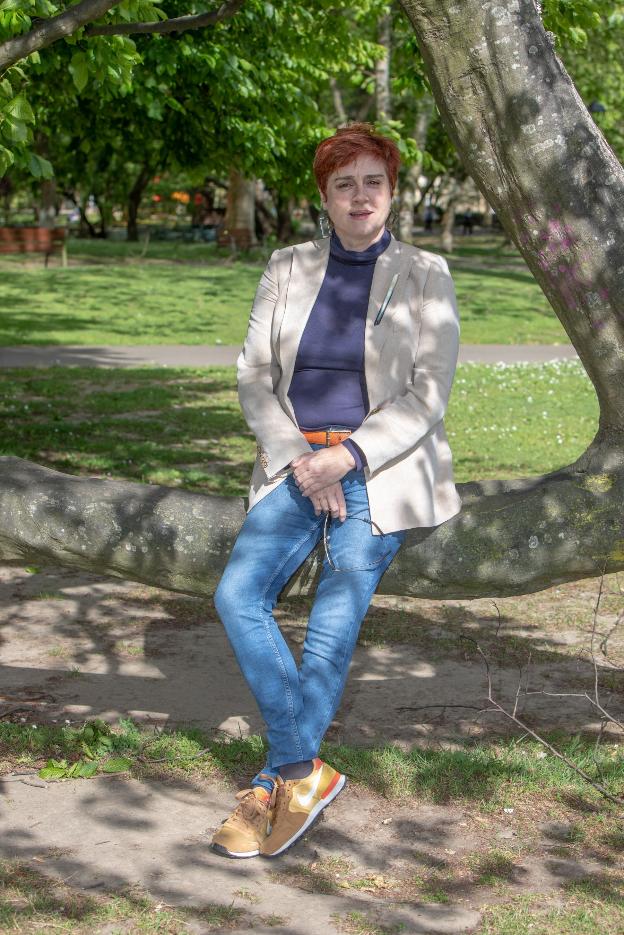 Carmen Pérez Soberón, en la sesión fotográfica en el parque Ferrera.