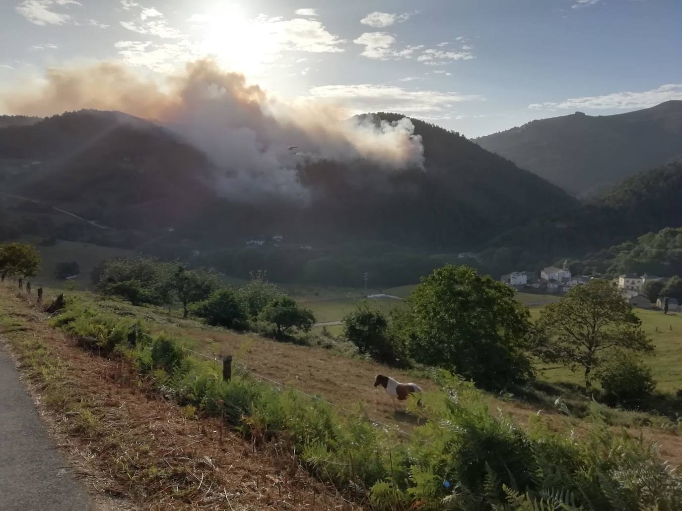 Bomberos de varios parques, la Brif y tres helicópteros trabajan en la extinción del fuego que se originó en torno a las 3 horas