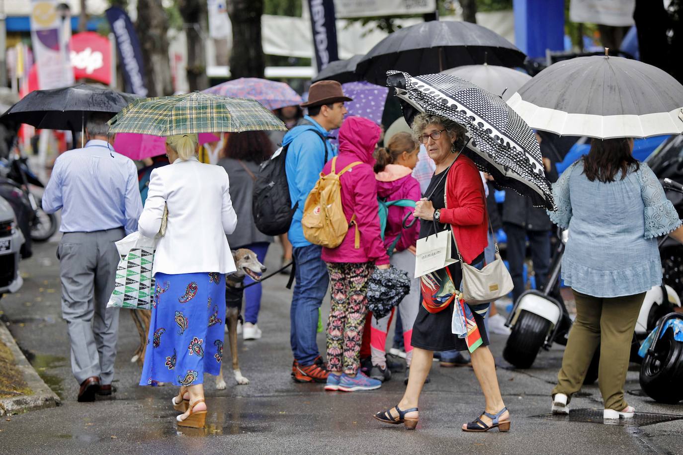 Los paraguas son los protagonistas en el útimo día de la Feria de Muestras de Asturias (Fidma).
