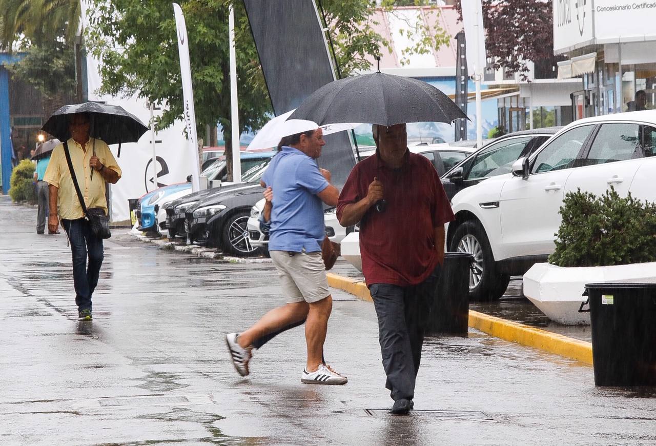 Los paraguas son los protagonistas en el útimo día de la Feria de Muestras de Asturias (Fidma).