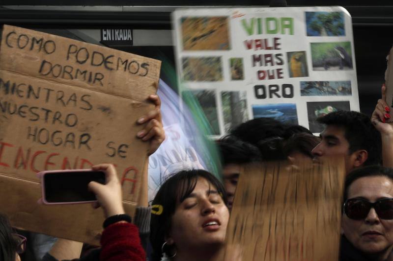 Distintas ciudades del mundo acogieron este viernes concentraciones en señal de protesta por las malas políticas del gobierno brasileño en cuanto a la gestión de los incendios del Amazonas.