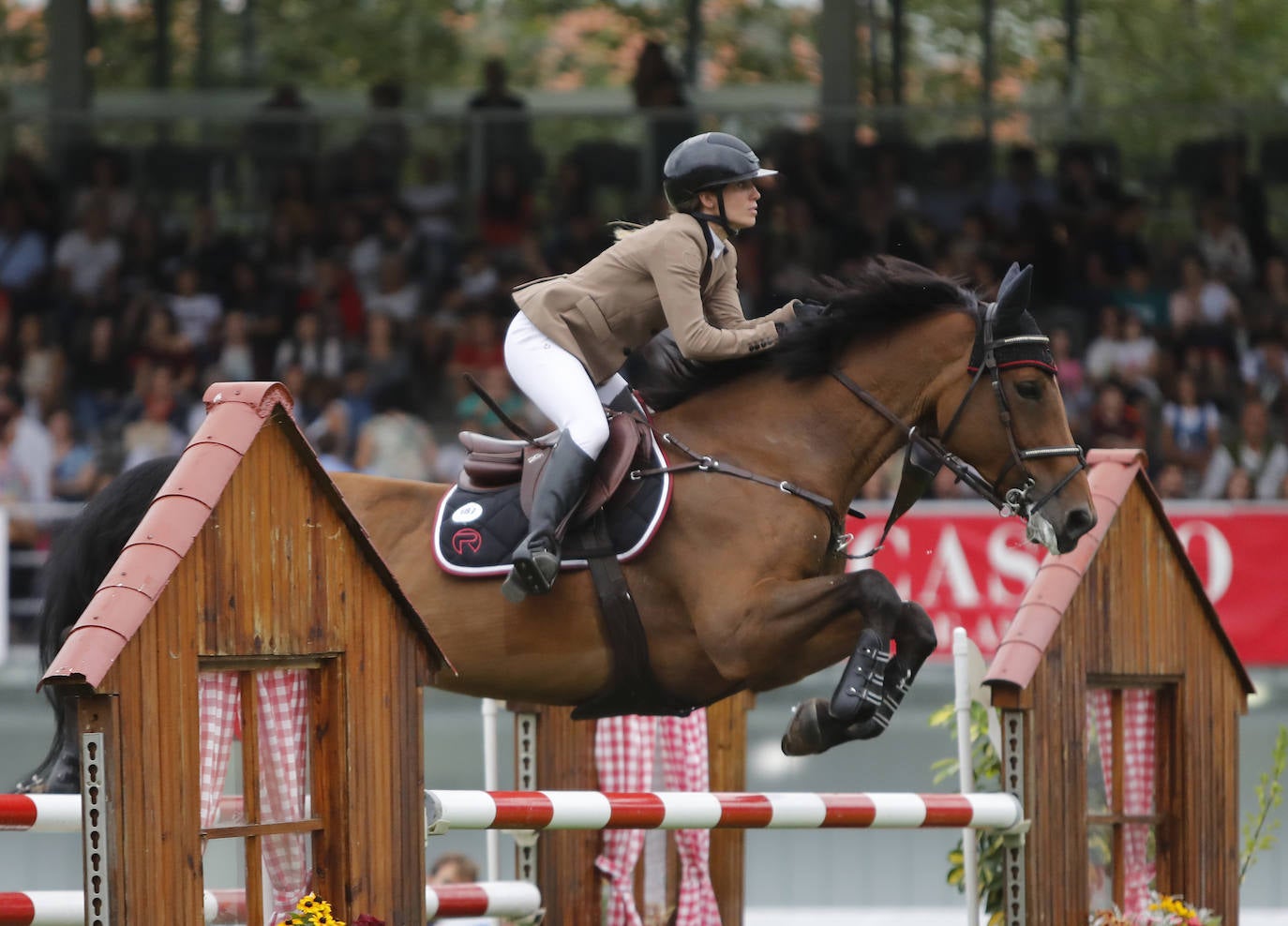Tras acceder al recorrido de la segunda fase y después de afrontar el primer obstáculo, la amazona se descabalgó de su yegua y esta continuó el recorrido en solitario.