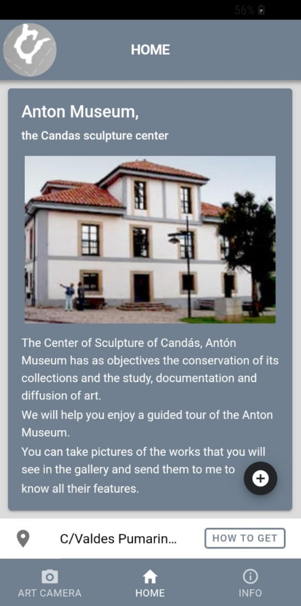 Una parte de la aplicación, que explica parte del museo en inglés.