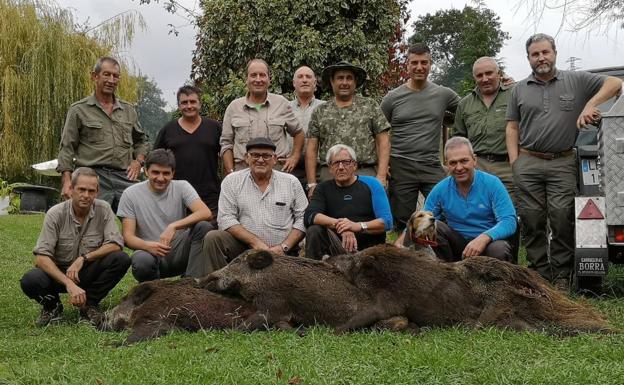 Una nutrida piara de suidos movieron los cazadores del grupo de Adrián en el lote cangués de Teleña. Además, cuatro verracos doblaban la rodilla. 