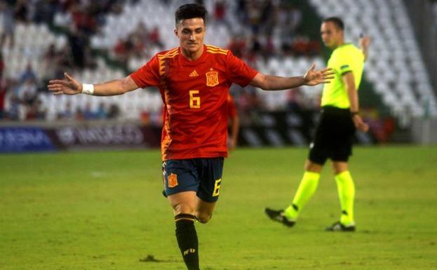 Manu García celebra el gol. 