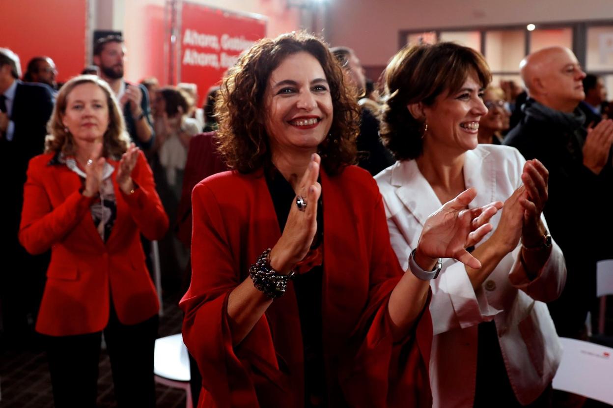 La ministra de Hacienda en funciones, María Jesús Montero, en acto del PSOE en Madrid. 