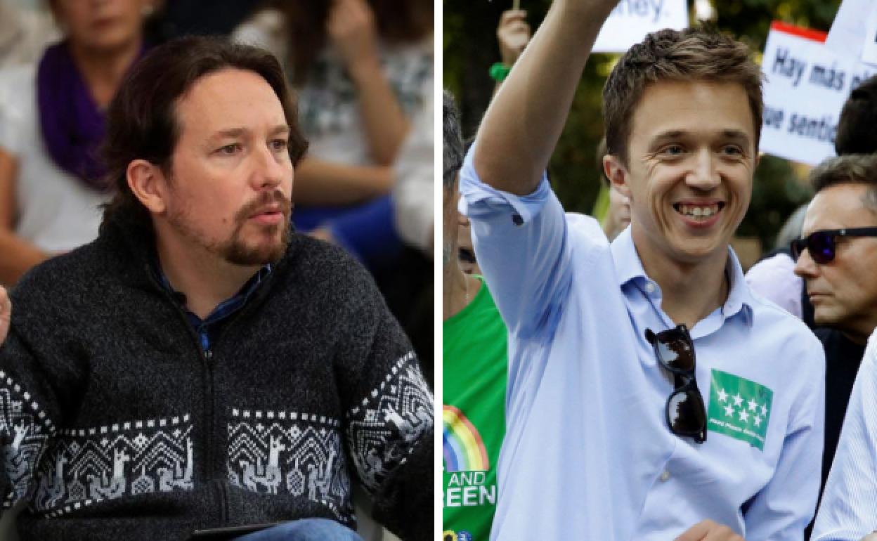 Los candidatos de Unidas Podemos y de Más Madrid, Pablo Iglesias e Íñigo Errejón.