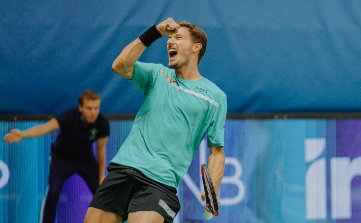 Carreño celebra su triunfo sobre Querrey. 