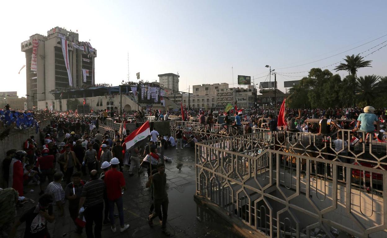 Protestas en las calles de Bagdad. 