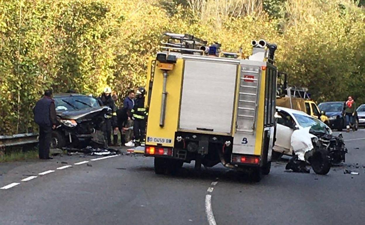 Momento del accidente en Santo Adriano.